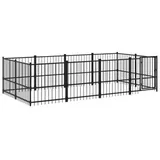 vidaXL Outdoor-Hundezwinger 7,51 m2 Stahl Schwarz