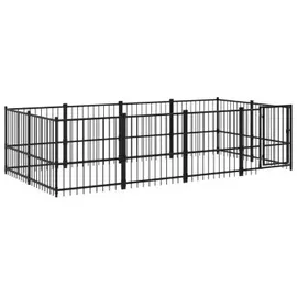 vidaXL Outdoor-Hundezwinger 7,51 m2 Stahl Schwarz