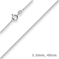 Schmuck Krone Goldkette 1,2mm Panzerkette aus 585 Weißgold 45cm, Gold 585 silberfarben