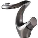 Wasserhahn Bad Wasserfall Grau Waschtischarmatur Mischbatterie Waschbecken Armaturen Nickel Gebürstet, Modern Design Armatur Badezimmer Elegante Armatur Waschbecken Bad Wasserhan Kaltes und Heißes