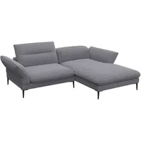 flexlux Ecksofa Salino, Funktionssofa mit Recamiere, Relaxsofa, Ecksofa, Sofa mit Arm- und Kopfteil-Verstellungen, Kaltschaum & Stahl-Wellen grau