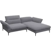 flexlux Ecksofa Salino, Funktionssofa mit Recamiere, Relaxsofa, Ecksofa, Sofa mit Arm- und Kopfteil-Verstellungen, Kaltschaum & Stahl-Wellen grau