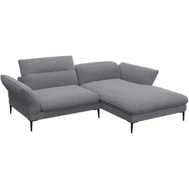 flexlux Ecksofa Salino, Funktionssofa mit Recamiere, Relaxsofa, Ecksofa, Sofa mit Arm- und Kopfteil-Verstellungen, Kaltschaum & Stahl-Wellen grau
