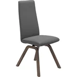 Polsterstuhl STRESSLESS "Laurel", grau (grau batick, walnuss), B:49cm H:105cm T:60cm, Leder BATICK: BATICK ist ein leicht korrigiertes, durchgefärbtes und genarbtes Möbelleder, bei dem die meisten Unebenheiten und Spuren in der Regel entfernt wurden., Stühle, Polsterstuhl, High Back, Größe M, mit schräggestellten Beinen in Walnuss