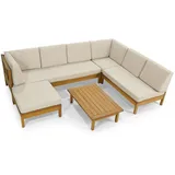 JV Möbel Designer U-Form Ecksofa Gartenmöbelset 3tlg. braun/weiß
