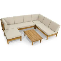JV Möbel Designer U-Form Ecksofa Gartenmöbelset 3tlg. braun/weiß