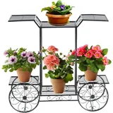 Costway Pflanzenregal Metall 25 x 75 x 81 cm Schwarz