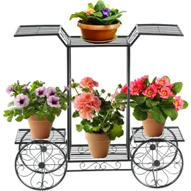 Costway Pflanzenregal Metall 25 x 75 x 81 cm Schwarz
