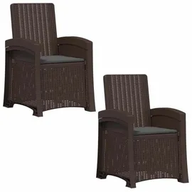 vidaXL Gartenstuhl Liegesessel 2 pcs 2 x 2 x 2 cm Braun
