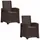 vidaXL Gartenstuhl Liegesessel 2 pcs 2 x 2 x 2 cm Braun