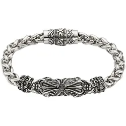 Bruno Banani Edelstahlarmband »Schmuck Geschenk Armband Drachen Kreuz Ornament, B4112B/20/00/20«, mit Glasstein Bruno Banani edelstahlfarben-schwarz + schwarz