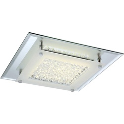 12 Watt LED Deckenlampe Deckenleuchte Beleuchtung Lampe Chrom Glas Kristalle klar