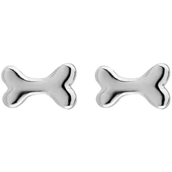 Gemshine Ohrringe 'KNOCHEN: Hund oder Haustier Für Herrchen, Frauchen' silver coloured Grau Damen 