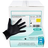 Hypafol Nitril-Handschuhe S-XL, Puderfrei I (1000-St) mit Rollrand, Finger texturiert schwarz M