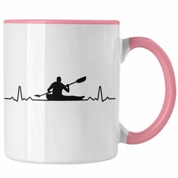 Trendation Tasse Trendation – Kajak Geschenk Tasse Mit Spruch Kajakfahrer Geschenkidee Kaffeetasse Kanu Padelboot rosa