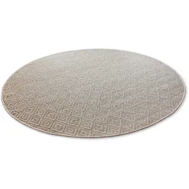 WECON HOME Teppich WECON HOME "Miami Beach", sand beige, H:5mm Ø:160cm, Polypropylen, Teppiche, Teppich, In- & Outdoor Teppich, wetterfest, modernes Rauten Muster, Balkon