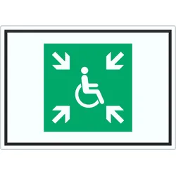 Sammelplatz für Menschen mit Behinderung Symbol Aufkleber A9 (37x52mm)