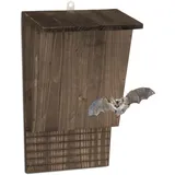 Relaxdays Fledermauskasten, großer Unterschlupf für Fledermäuse, HxBxT: 37 x 22 x 12,5 cm, Fledermaushotel, Holz, braun