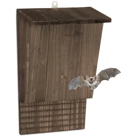 Relaxdays Fledermauskasten, großer Unterschlupf für Fledermäuse, HxBxT: 37 x 22 x 12,5 cm, Fledermaushotel, Holz, braun