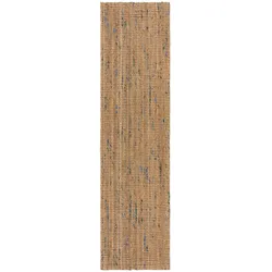 Läufer FLAIR RUGS "Jute Boucle", blau, B:60cm H:7mm L:300cm, Jute, Teppiche, aus 100% Jute, mit Fransen, aus Naturfasern