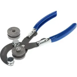 Gedore Universal-Rohrbiegezange inkl. 2 Biegeformen, Rohrdurchmesser 4,75 - 10 mm, Glanzvernickelter Stahl/Kunststoff, Silber/Blau
