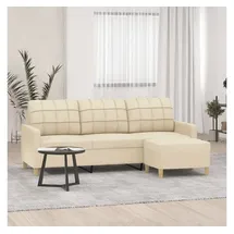 vidaXL 3-Sitzer-Sofa mit Hocker Creme 180 cm Stoff