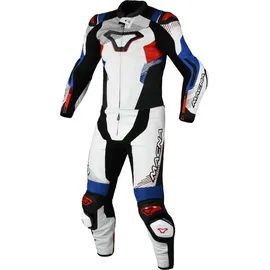Macna Armadyl perforierte 2-Teiler Motorrad Lederkombi 2tlg. perforiert - Weiß/Rot/Blau/Schwarz - 48