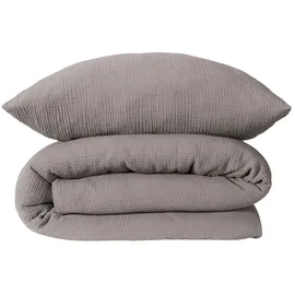 SCHIESSER Molly Unifarben Grau 135 x 200 cm + 80 x 80 cm