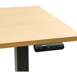 Beliani Schreibtisch Hellbraun u. Schwarz Melamin 160x72cm Elektrisch Höhenverstellbar Rechteckig USB Metallgestell Modern Büro Steh-sitz Stehtisch