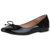 VAN HILL Damen Klassische Ballerinas in Schwarz Lack