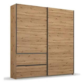 BLUE Schwebetürenschrank Sevilla (Breite 175cm, Eiche Artisan/Griff grau ohne Spiegel)