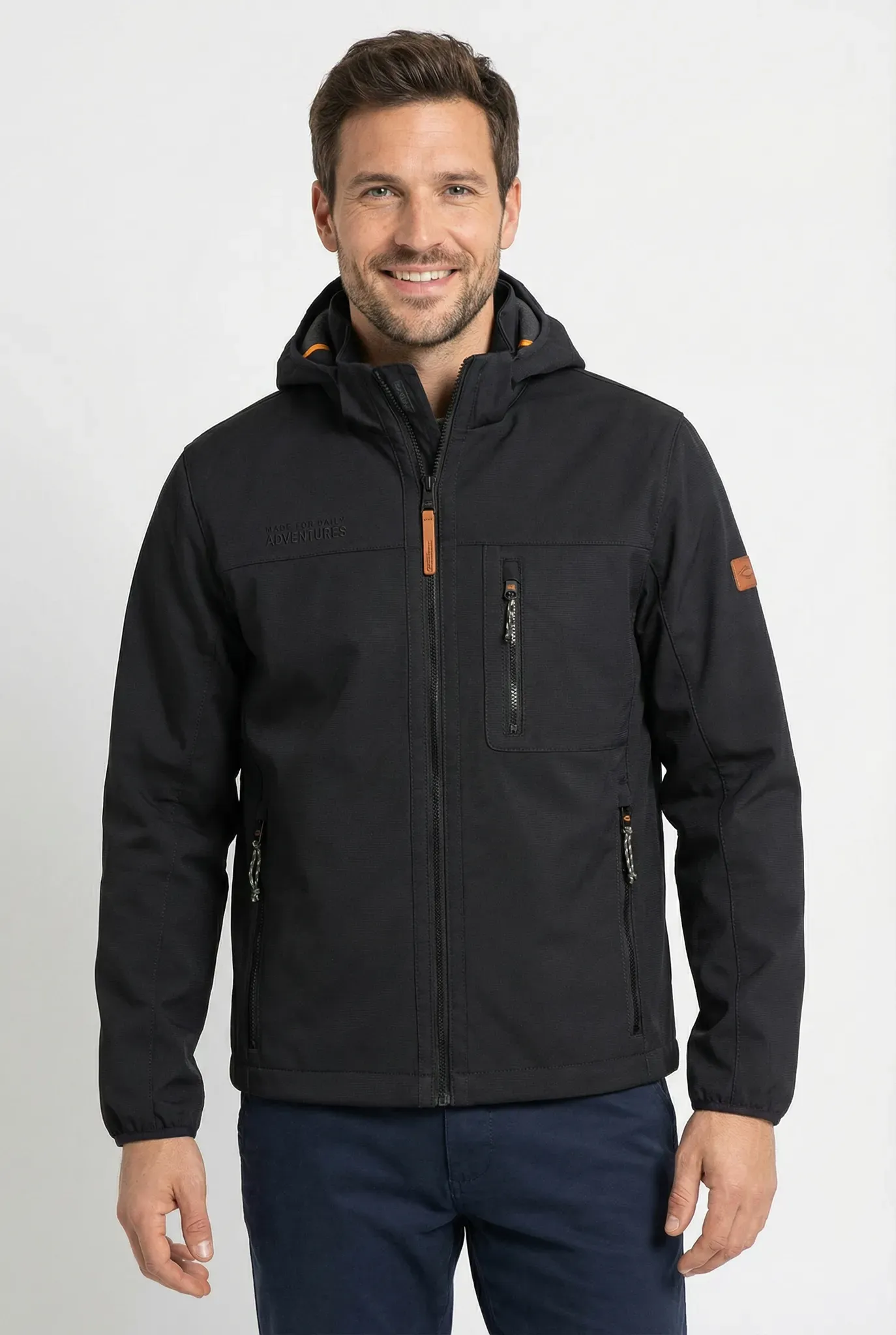 Softshelljacke CAMEL ACTIVE, Herren, Gr. 50, asphalt, Softshell, Obermaterial: 100% Polyester, unifarben, regular fit normal, Rundhals, elastischer Bund, Jacken Softshelljacke, mit Kapuze