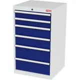 STIER Schubladenschrank mit 6 Schubladen BxTxH 600x575x1020 mm lichtgrau/enzianblau