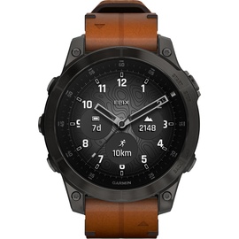 Garmin Epix Gen 2 Sapphire black titanium mit Chestnut Lederarmband