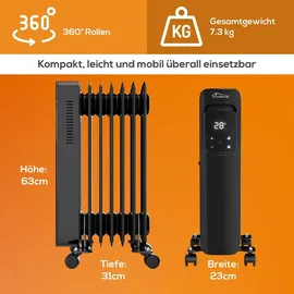 Tronitechnik Ölradiator TT OR 307 Schwarz 7 Rippen 1500W Drei Stufen WiFi