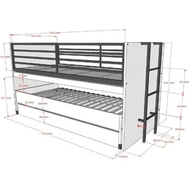 Vipack Halbhochbett SAM 90 x 200 cm Eiche braun