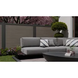 PVC Zaunelemente - Farbe: Monument Oak / Anthrazit / Aschgrau - aus Kunststoff