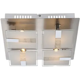 GLOBO Deckenleuchte 4x LED 4,5W chrom, teilsatiniert, Glas