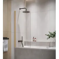 Badplaats Duschwand für Badewanne Torino 60 x 140 cm Gold - Drehbare Duschtrennwand mit 5 mm ESG Sicherheitsglas, Nano-Beschichtung - Gold