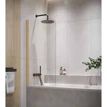 Badplaats Duschwand für Badewanne Torino 60 x 140 cm Gold - Drehbare Duschtrennwand mit 5 mm ESG Sicherheitsglas, Nano-Beschichtung - Gold