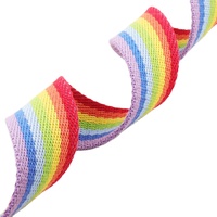 KUCOON 38 mm Regenbogen-Baumwoll-Gurtband, Twill, gestreift, für Taschen, Geldbörsen, Tragetaschen, Gürtel, Klebeband, Taschengurt