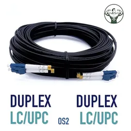 Elfcam Elfcam® - Glasfaserkabel – Geschirmtes Stahl OS2 Duplex Monomode 9/125μm, LC/UPC zu LC/UPC, LSZH, Für Außen & Innen, Schwarz (150M)