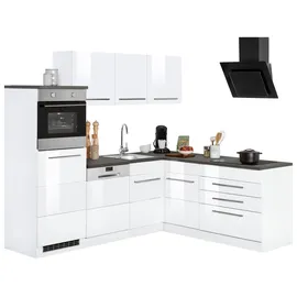 kochstation Winkelküche KS-Trient L-Form 230 cm weiß hochglanz