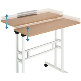HJH Office 830069 Stehpult höhenverstellbar Workstation I 80x60 Weiß/Eiche Computertisch mit Rollen, Laptop Tisch neigbar