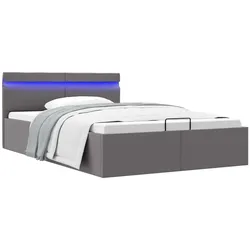 Bett mit Bettkasten Hydraulisch LED Grau Kunstleder 120x200 cm