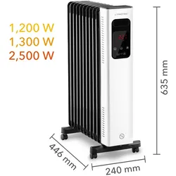TROTEC Ölradiator TRH 28 E | Heizgerät mit 2.500 W Heizleistung + Thermostatsteuerung
