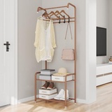 biusgiyeny Metall Garderobenständer Kleiderständer Garderobe Stabile Garderobenständer Schuhregal Clothes Rack Pants Bags Hanging Shelf Hat Shelf Coat Shoe Rack Braun