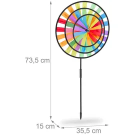Relaxdays Windrad Gartenstecker 73,5 x 35,5 cm Mehrfarbig