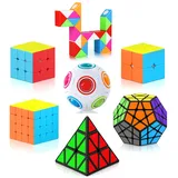 Vdealen Zauberwürfel Set, Speed Cube von 2x2 3x3 4x4 Pyramide Megaminx Magic Snake Zauberwürfel Original, Magic Cube Würfel Puzzle, Geschenk für Kinder Teenager Erwachsene(7er Pack)