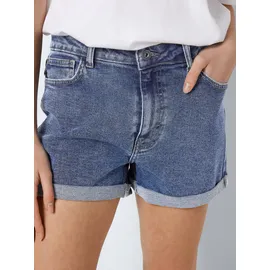 Noisy May Jeansshorts NOISY MAY "NMMONI HW DNM SHORTS AZ358MB NOOS", Damen, Gr. L (40), N-Gr, blau (medium blau denim), Denim/Jeans, Obermaterial: 99% Baumwolle, 1% Elasthan, unifarben, slim fit, Jeans Jeansshorts